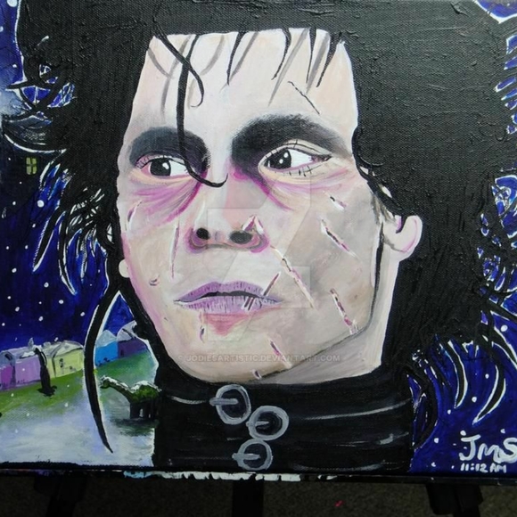 12"×16" Edward Scissorhands hand painted single piece canvas Original gothic emo - Picture 6 of 7